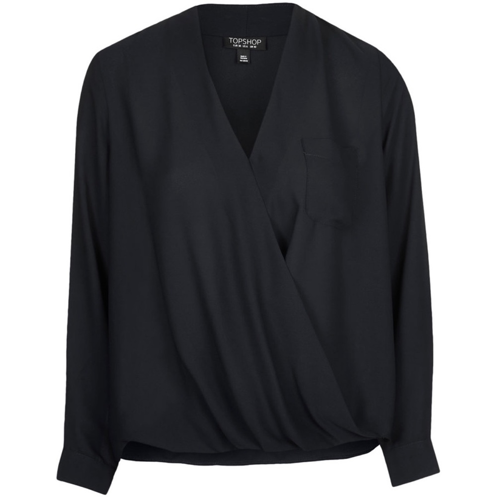 Topshop Drape Front Longsleeve Top